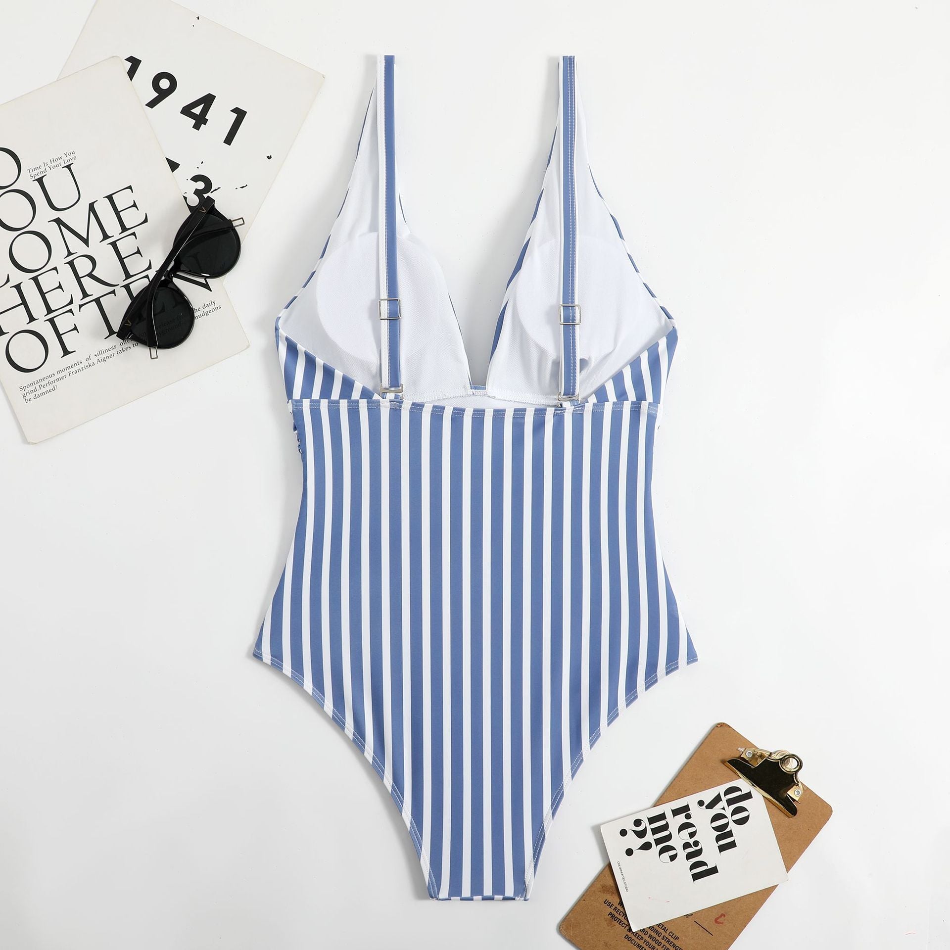 Wholesale Striped Printed One-piece Polyester Swimwear
